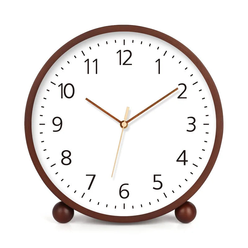 8/10/12 Inch Solid Wood Desk Clock Log Pendulum Ball Three-Dimensional Solid Wood Numbers Living Room Decoration Clock
