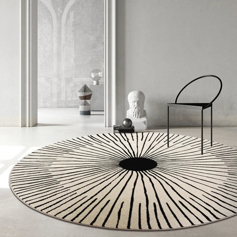 Bedroom Rugs round Minimalist Home Decor Plush Carpet Luxury Nordic Carpets for Living Room Large Area Non-Slip Cloakroom Rug | Lines / 60 cm (23.62 in),Lines / 80 cm (31.5 in),Lines / 100 cm (39.37 in),Lines / 120 cm (47.24 in),Lines / 140 cm (55.12 in),Lines / 160 cm (62.99 in),Lines / 180 cm (70.87 in),Lines / 200 cm (78.74 in),Sunburst / 60 cm (23.62 in),Sunburst / 80 cm (31.5 in),Sunburst / 100 cm (39.37 in),Sunburst / 120 cm (47.24 in),Sunburst / 140 cm (55.12 in)