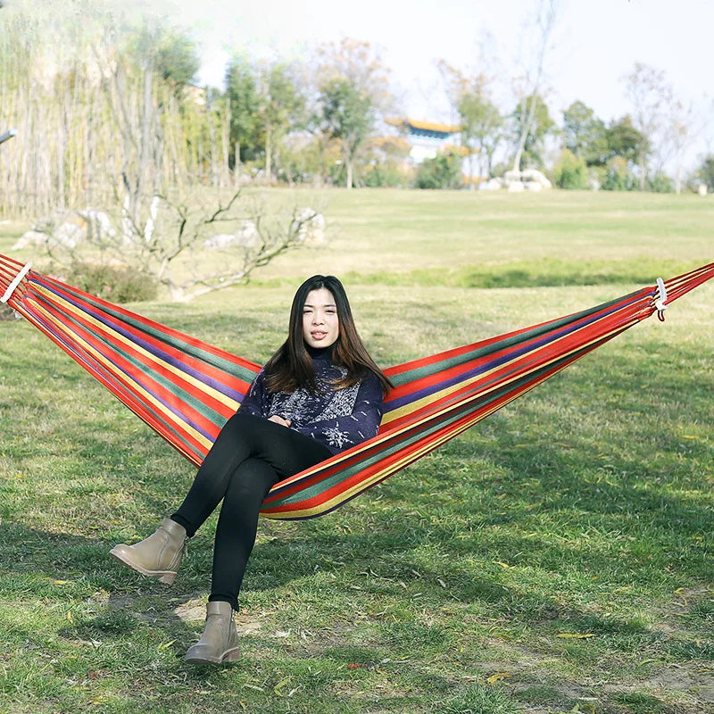 New Creative Canvas Single Hammock Outdoor Courtyard Sleeping Hammock Camping Indoor Children'S Swing Thick Striped Hammock | 33774348-d61b-4df8-9b51-9bc24304c908,1660abaa-bdef-4983-8352-29383ecc69aa,bf13aeeb-6e59-480c-a214-8464b5478f6b,445c6aa8-eba1-4bcc-99ed-611e4460b59f,5065b109-d20a-4f69-9701-17f8fcb476a9,cbd47a99-d97a-4510-9e92-9673859b038a,0075397f-5a37-4ba2-bcd6-d8db8c36000b