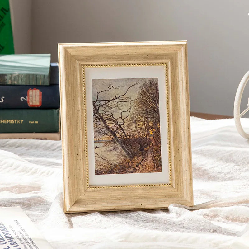 Vintage American Style Tabletop Photo Frame 6 Inch & 8 Inch Picture Frame, A4 Artwork Display Frame, Retro Design for Home Decor