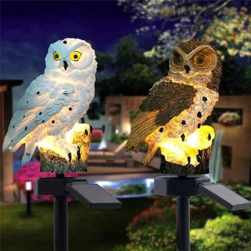Solar Owl Statue Garden Light LED Waterproof Powered Outdoor Decoration for Garden Patio, Animal Owl Shape Solar Led Light