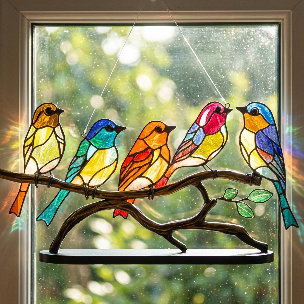 Stained Glass Bird Suncatcher – Pact lifestyle image | NL1780390128206889360,PC1780390128206980483,gt1780390128207071537,fr1780390128207162241,wb1780390128207256691