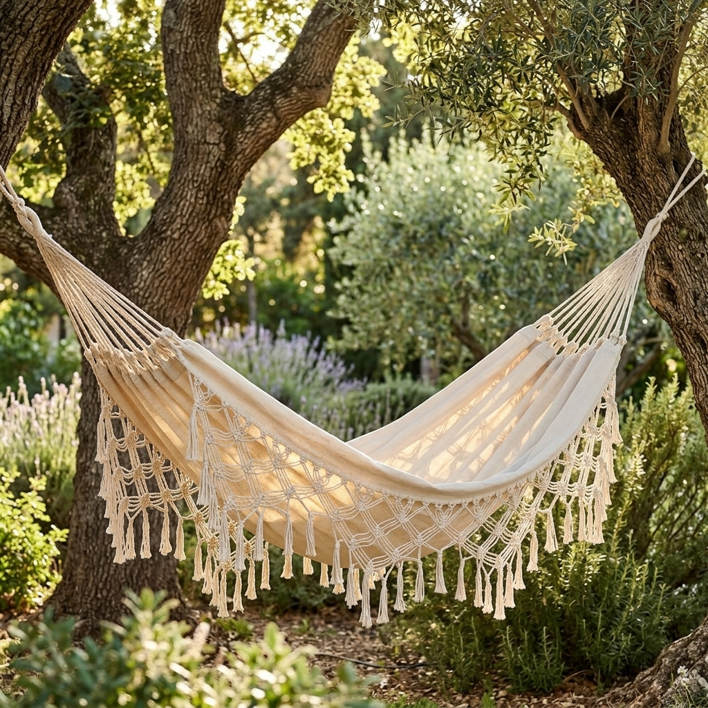 Macrame Fringe Hammock – Pact lifestyle image
