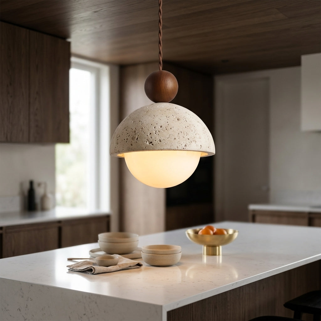 Travertine Dome Pendant Light – Pact lifestyle image