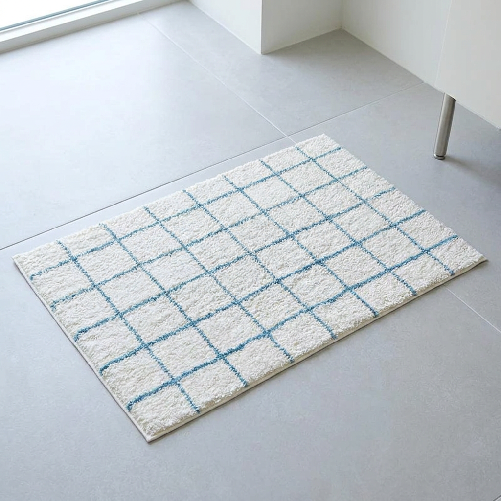 Striped Checked Bathroom Mat