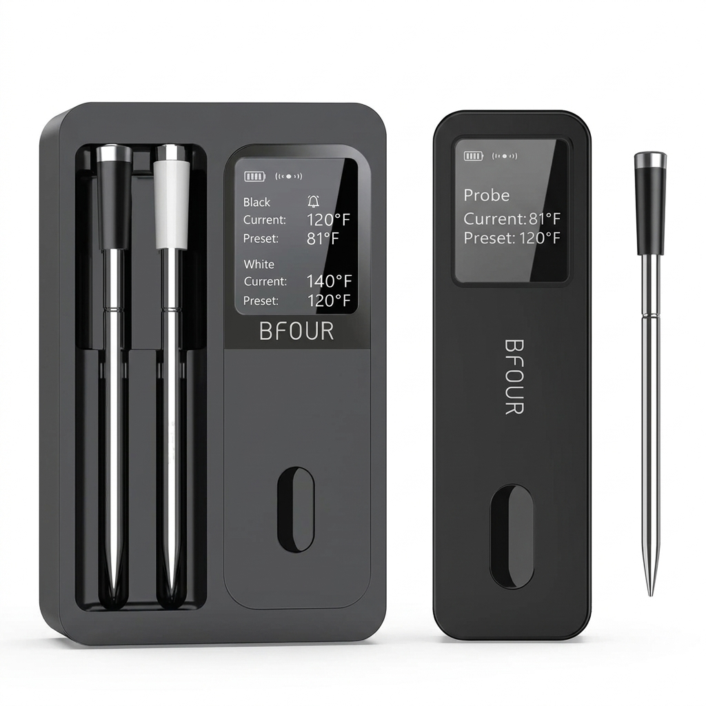 Wireless meat thermometer with waterproof probes