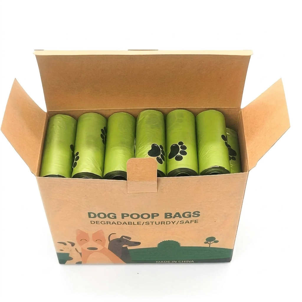 Dog poop bags on rolls