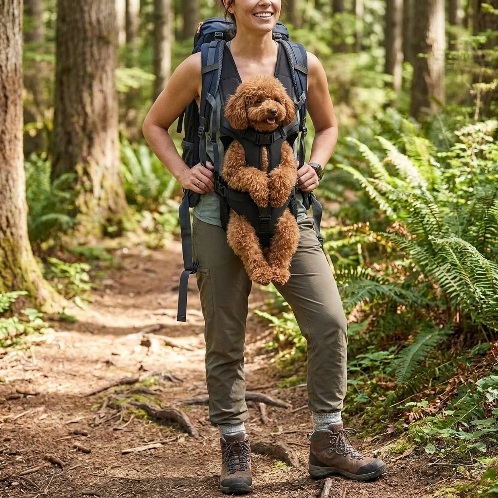 Dog carrier backpack in use