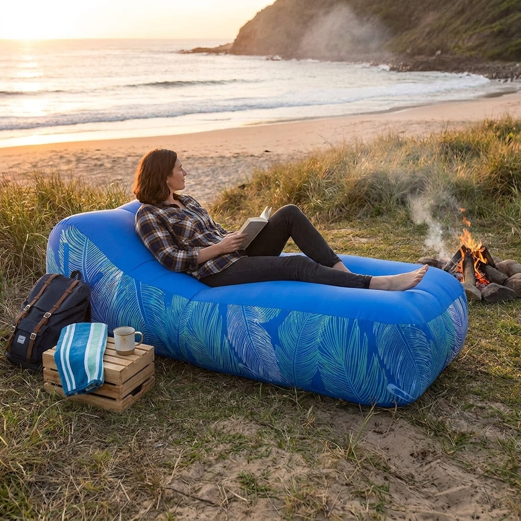 Inflatable air lounger outdoors