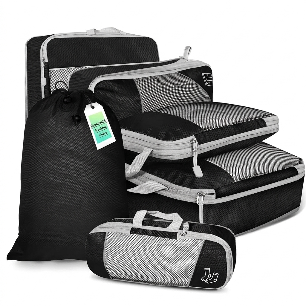 6-piece compressed packing cubes
