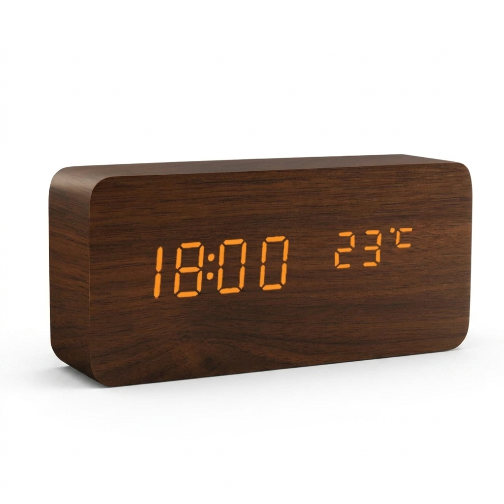 LED Alarm Clock Brown