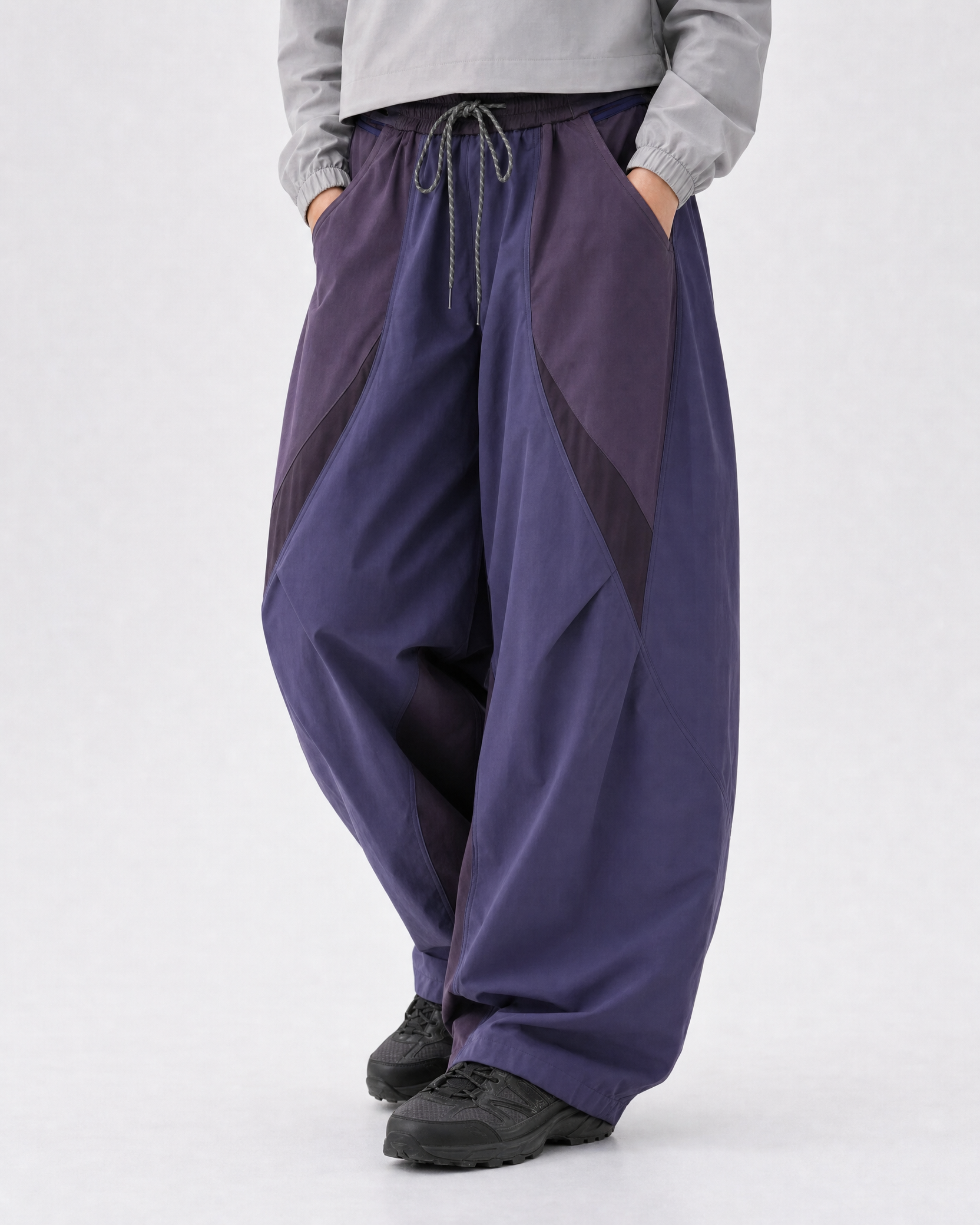 Pact wide-leg techwear cargo trousers — Purple # Colour_Purple