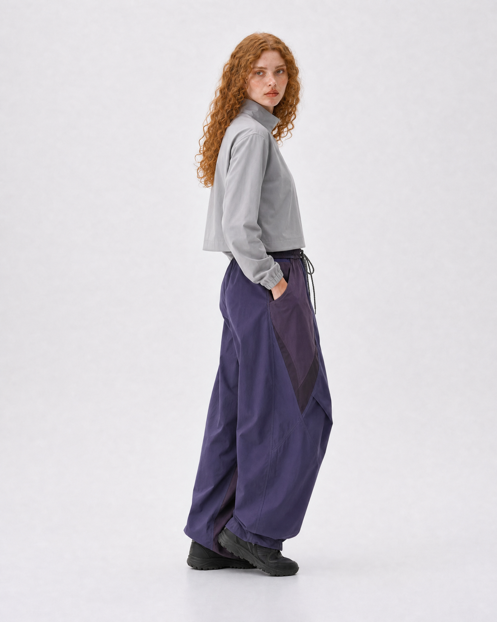 Pact wide-leg techwear cargo trousers — Purple # Colour_Purple