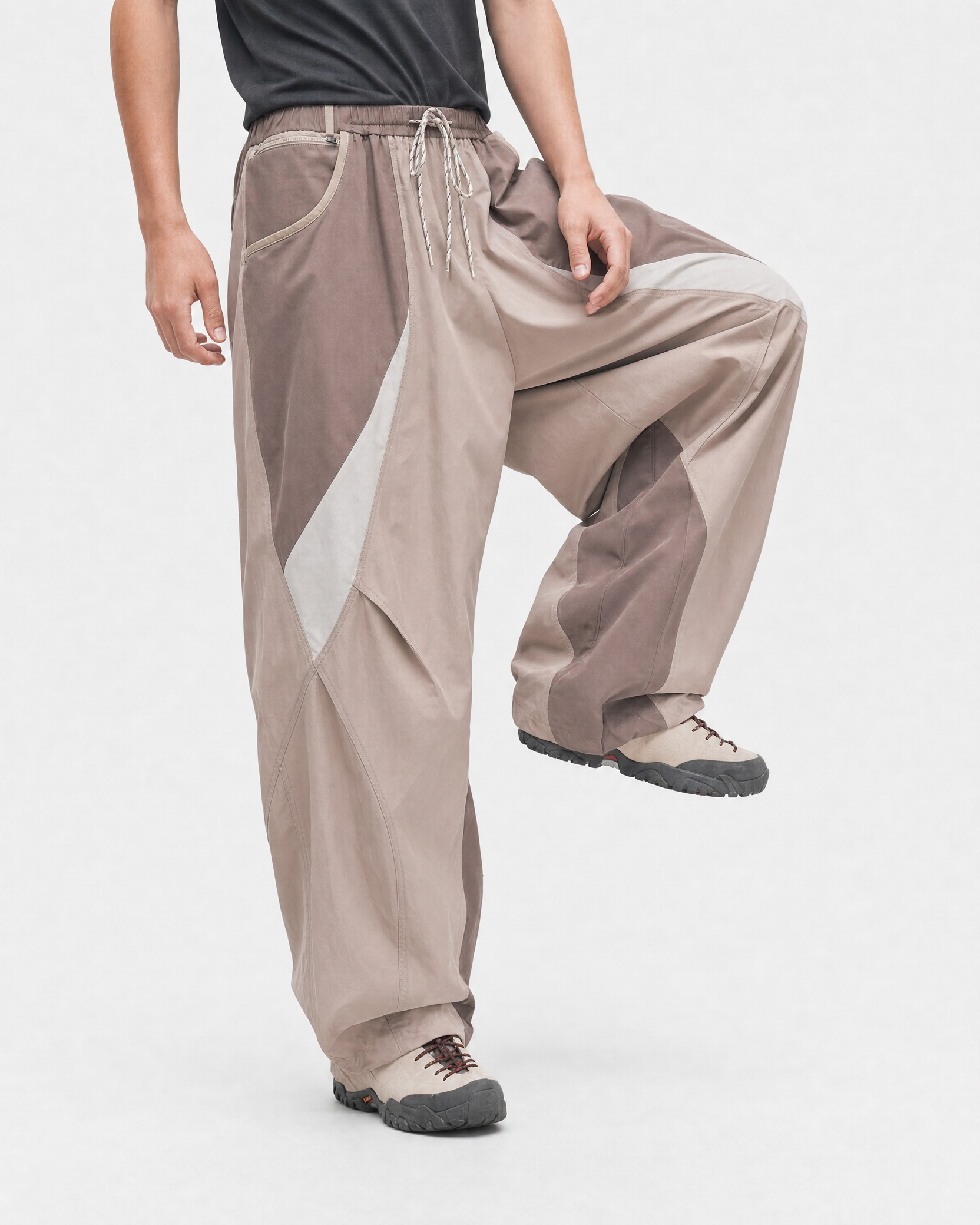 Pact wide-leg techwear cargo trousers — Sand # Colour_Sand