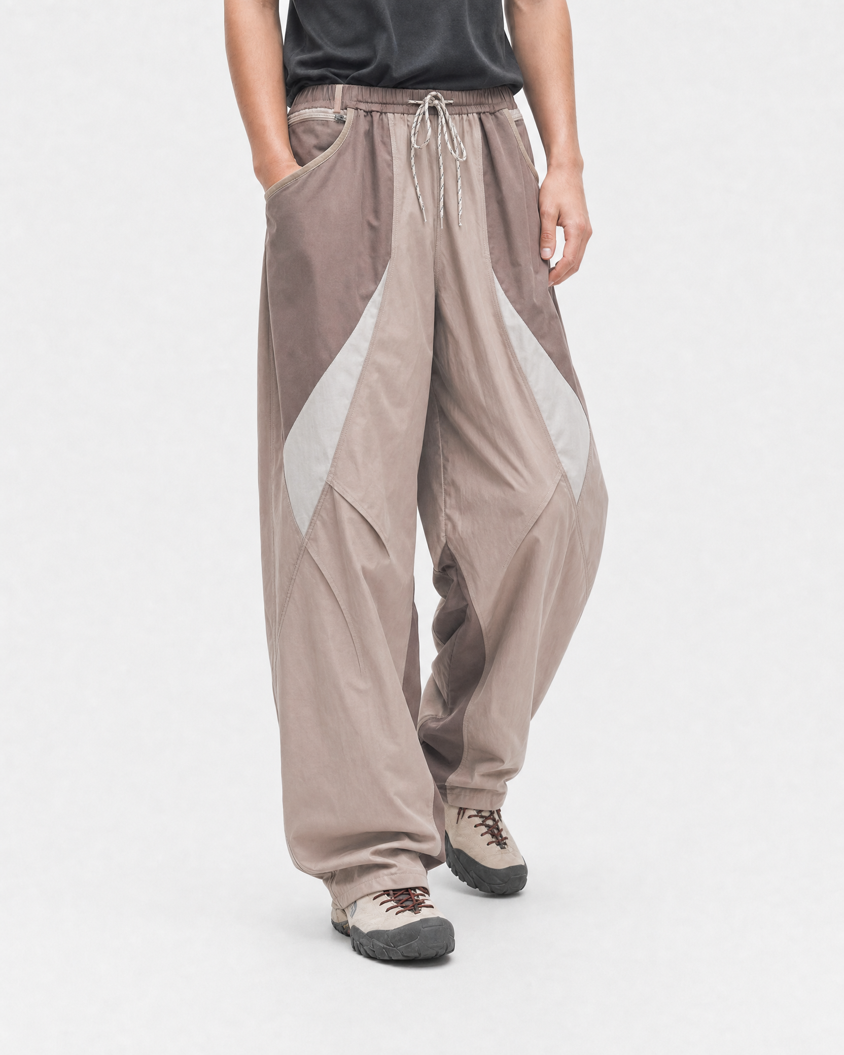 Pact wide-leg techwear cargo trousers — Sand # Colour_Sand