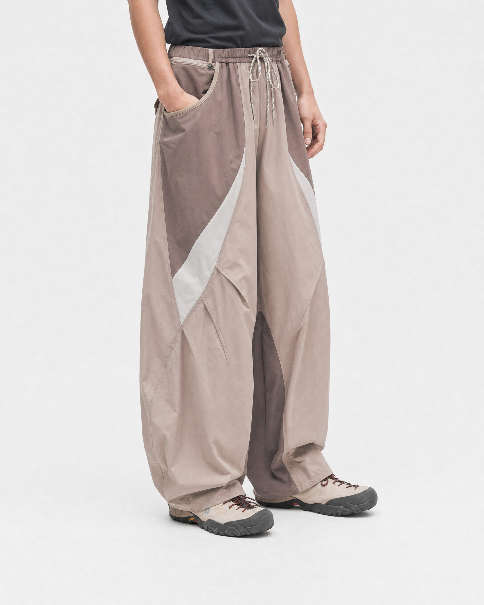 Pact wide-leg techwear cargo trousers — Sand # Colour_Sand