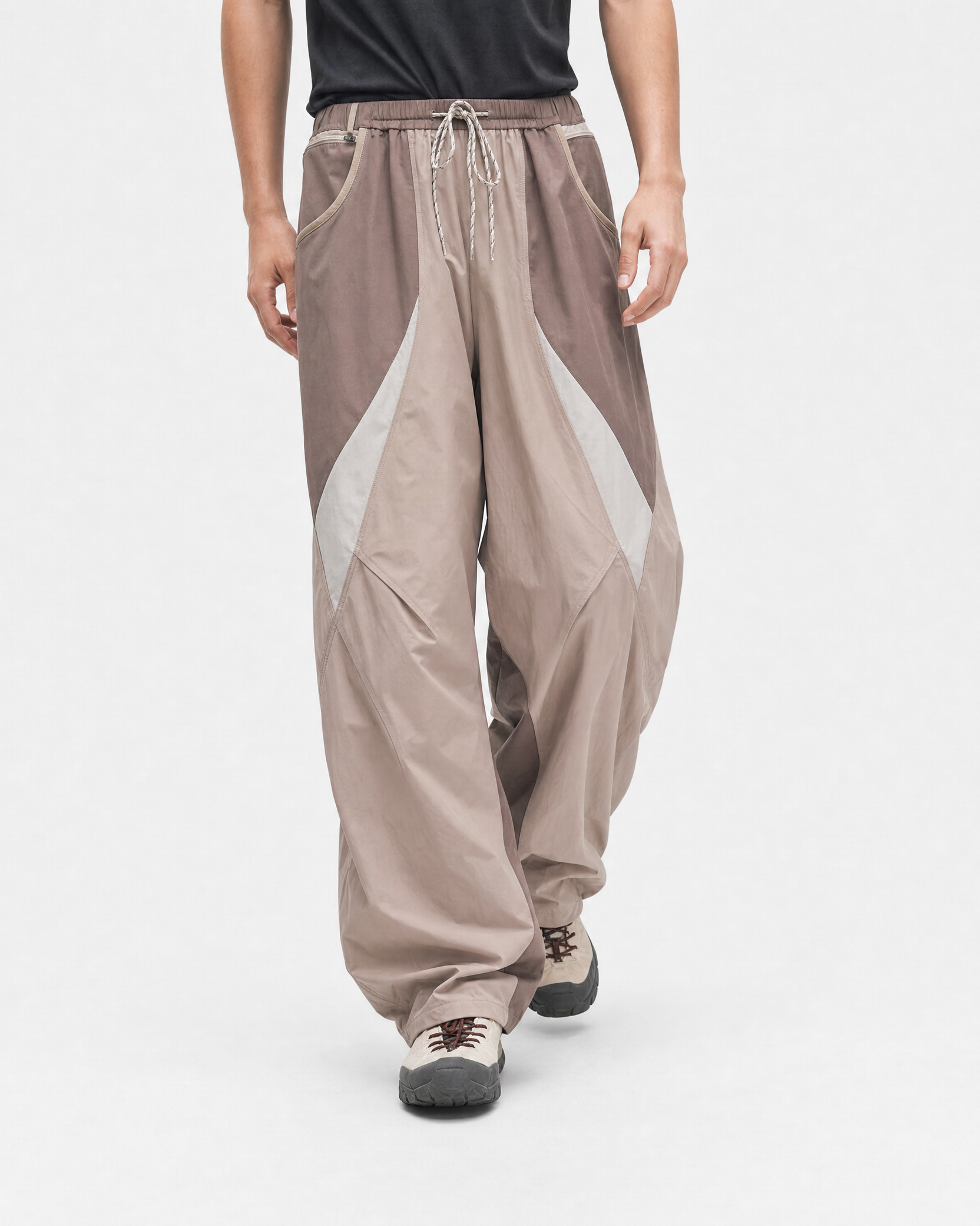 Pact wide-leg techwear cargo trousers — Sand # Colour_Sand