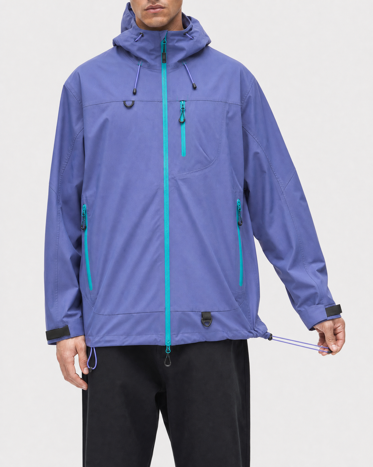 Pact Unisex Water-Repellent Hooded Windbreaker in Purple, fabric detail # Colour_Purple