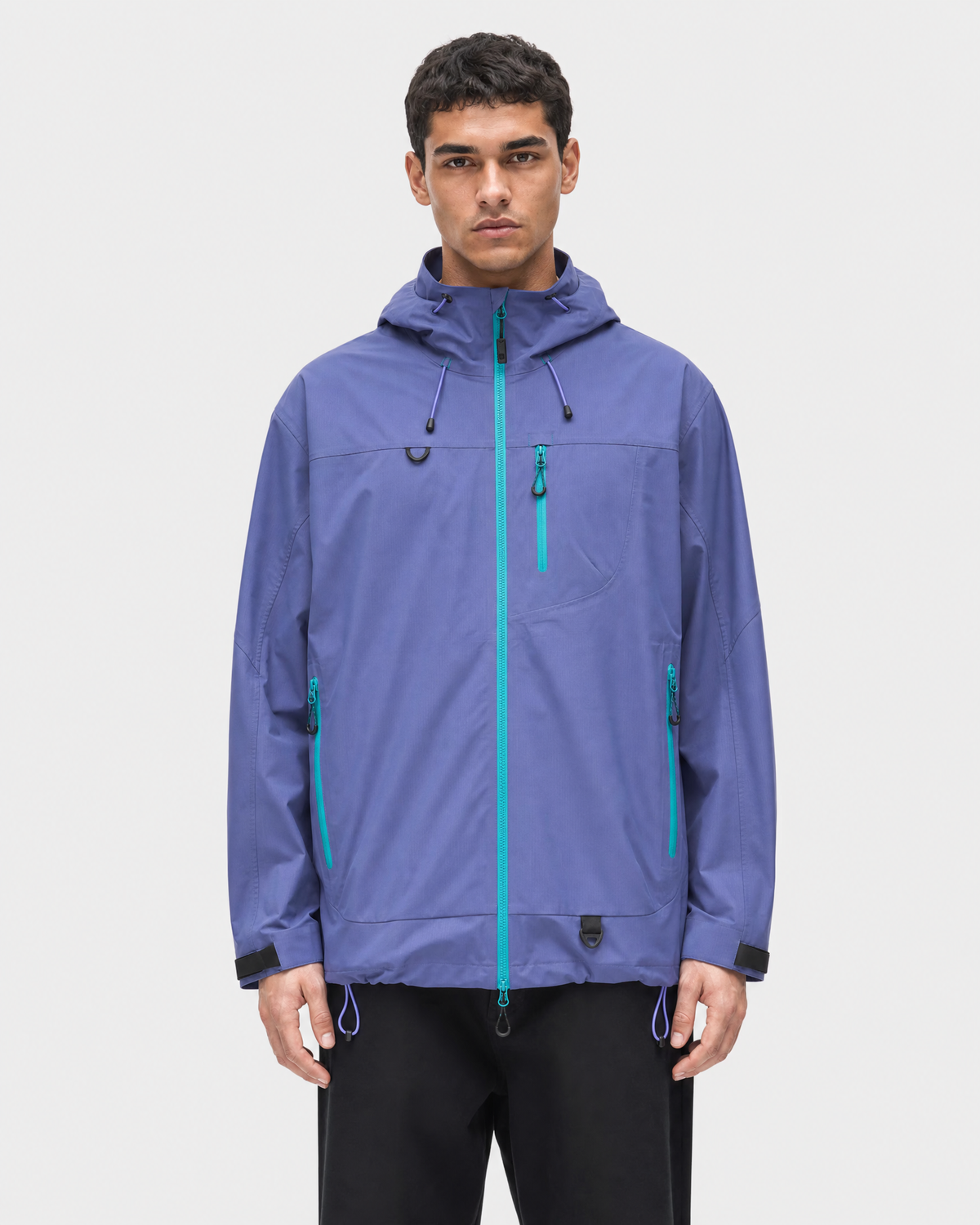 Pact Unisex Water-Repellent Hooded Windbreaker in Purple, torso front # Colour_Purple
