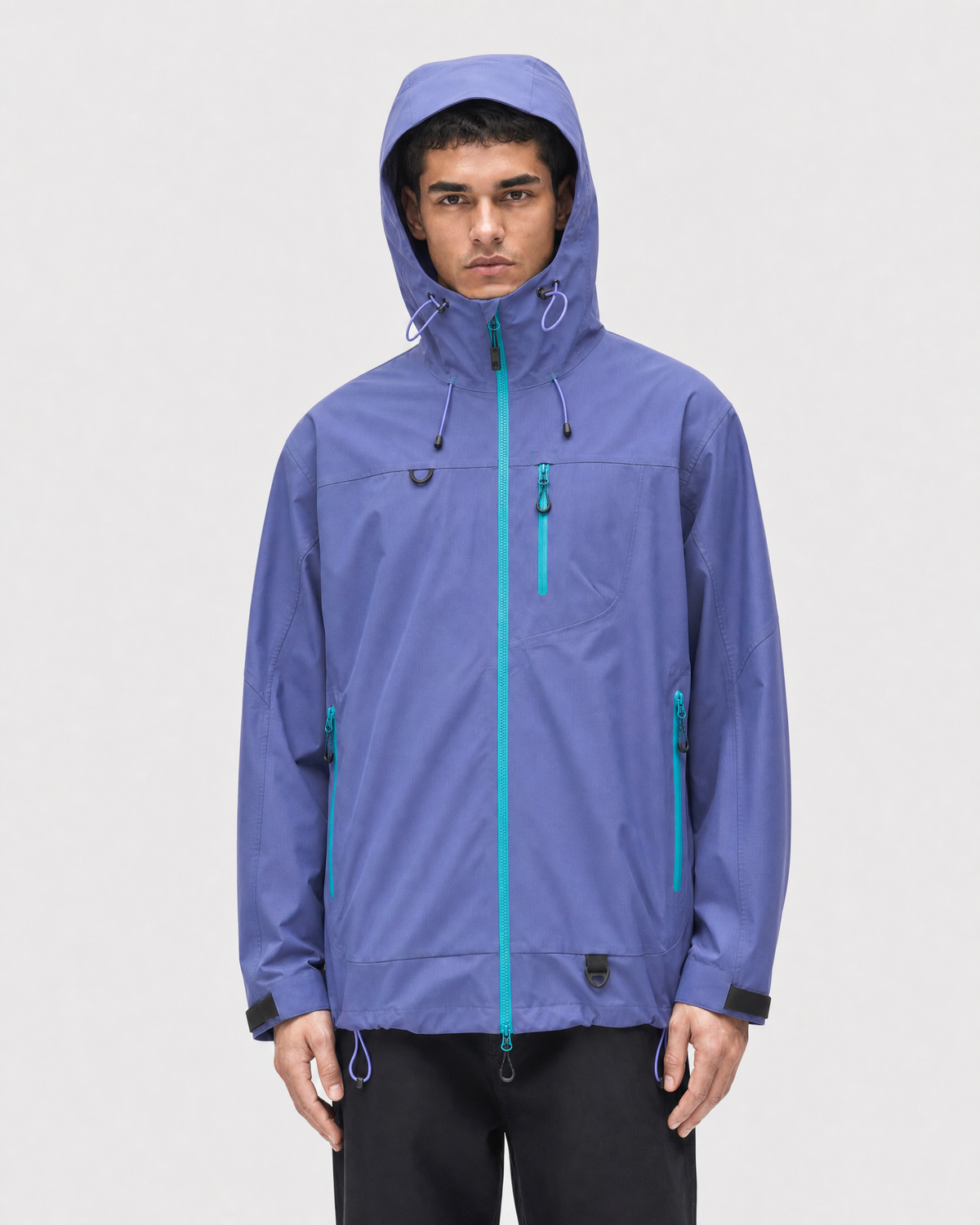 Pact Unisex Water-Repellent Hooded Windbreaker in Purple, hood detail # Colour_Purple