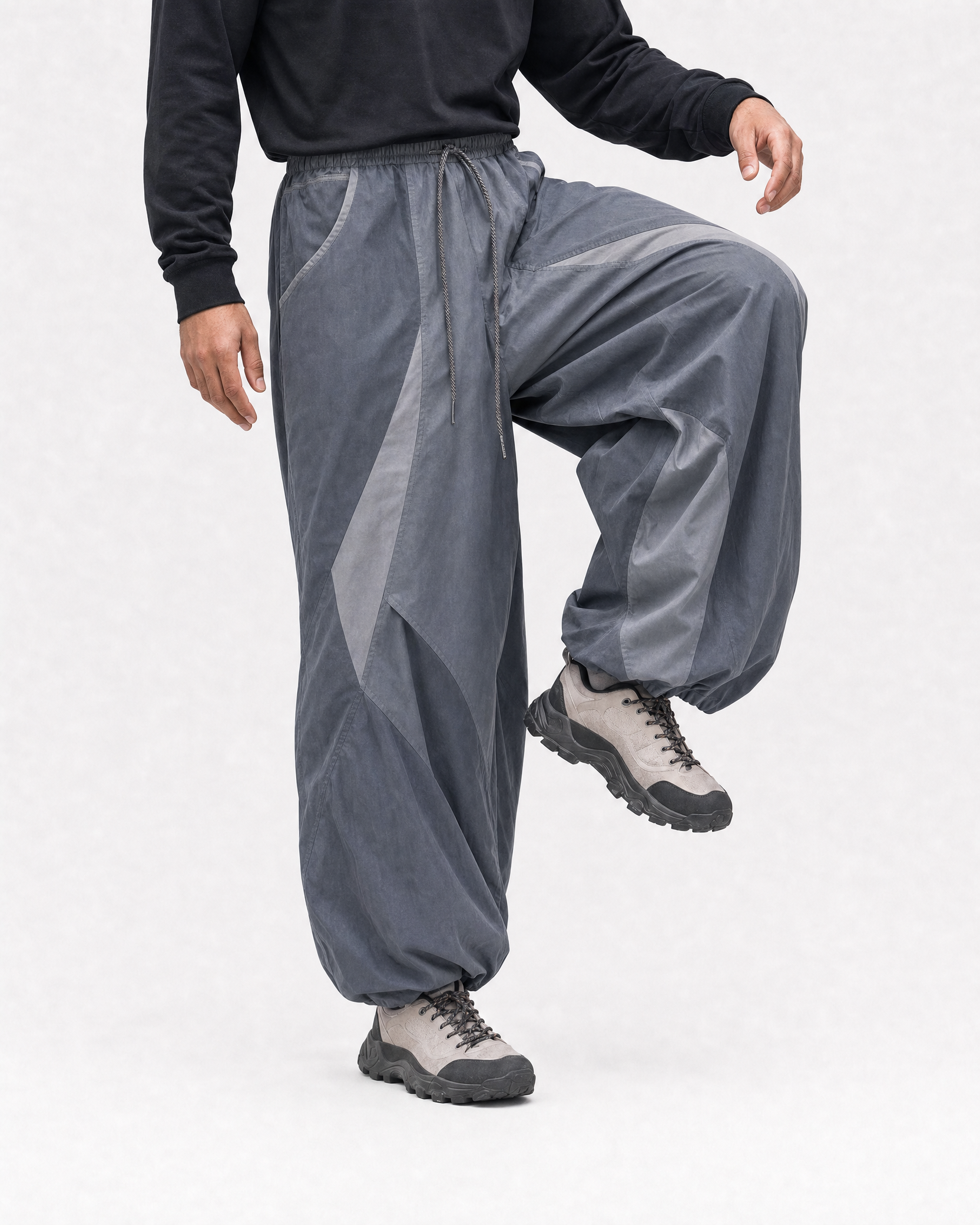 Pact wide-leg techwear cargo trousers — Dark Grey # Colour_Dark Grey