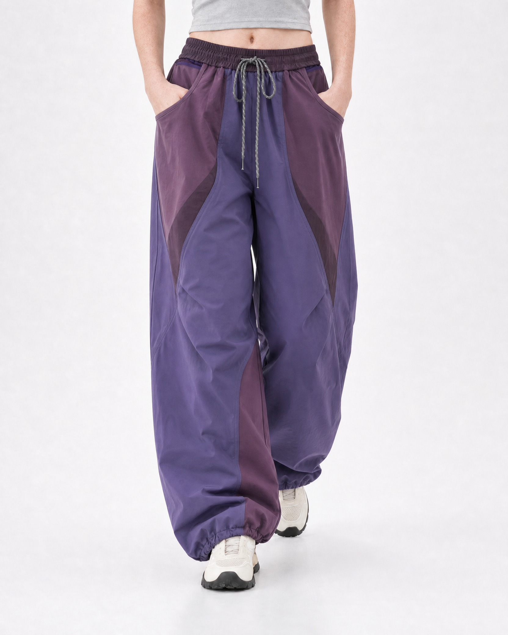 Pact wide-leg techwear cargo trousers — Purple # Colour_Purple