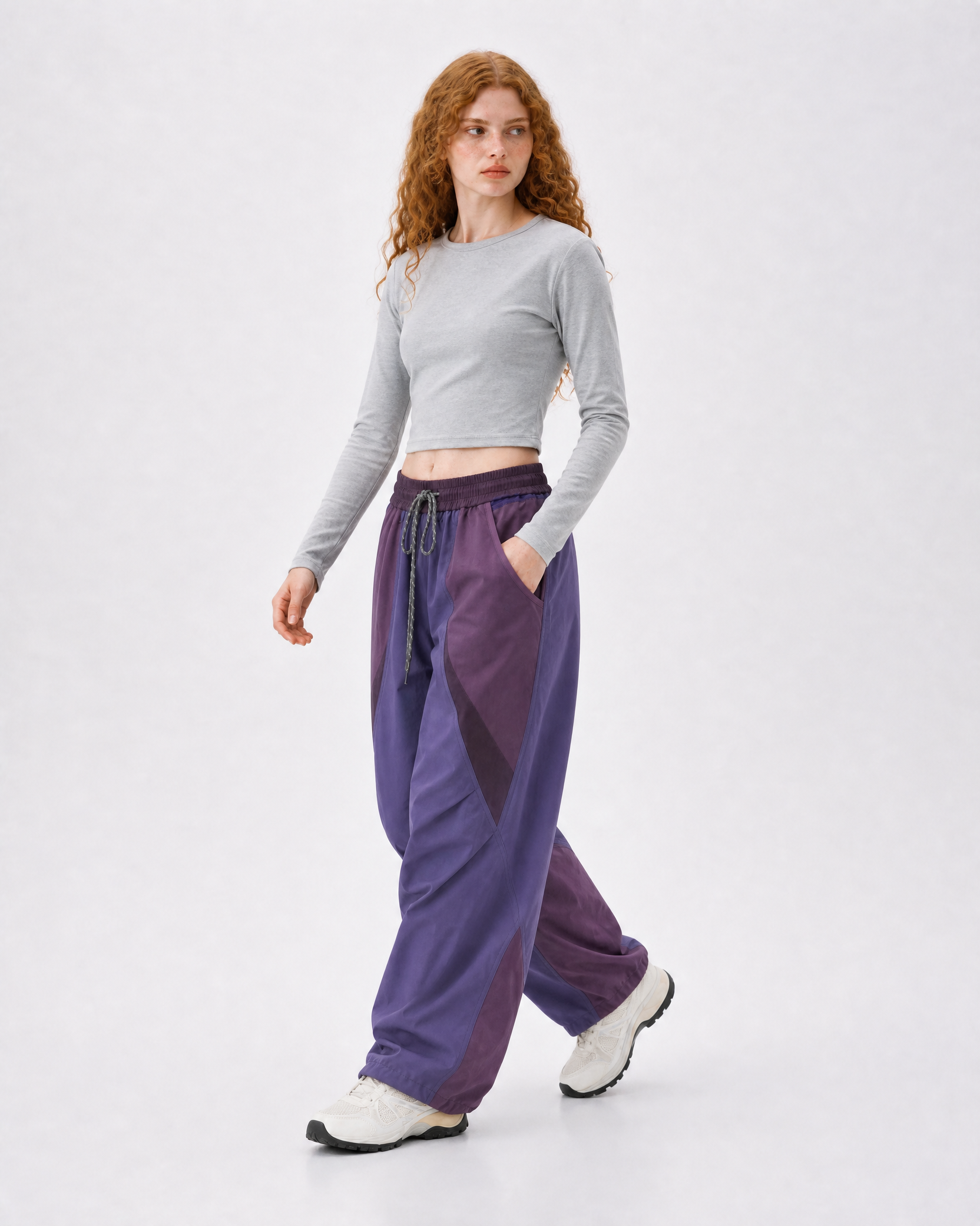 Pact wide-leg techwear cargo trousers — Purple # Colour_Purple