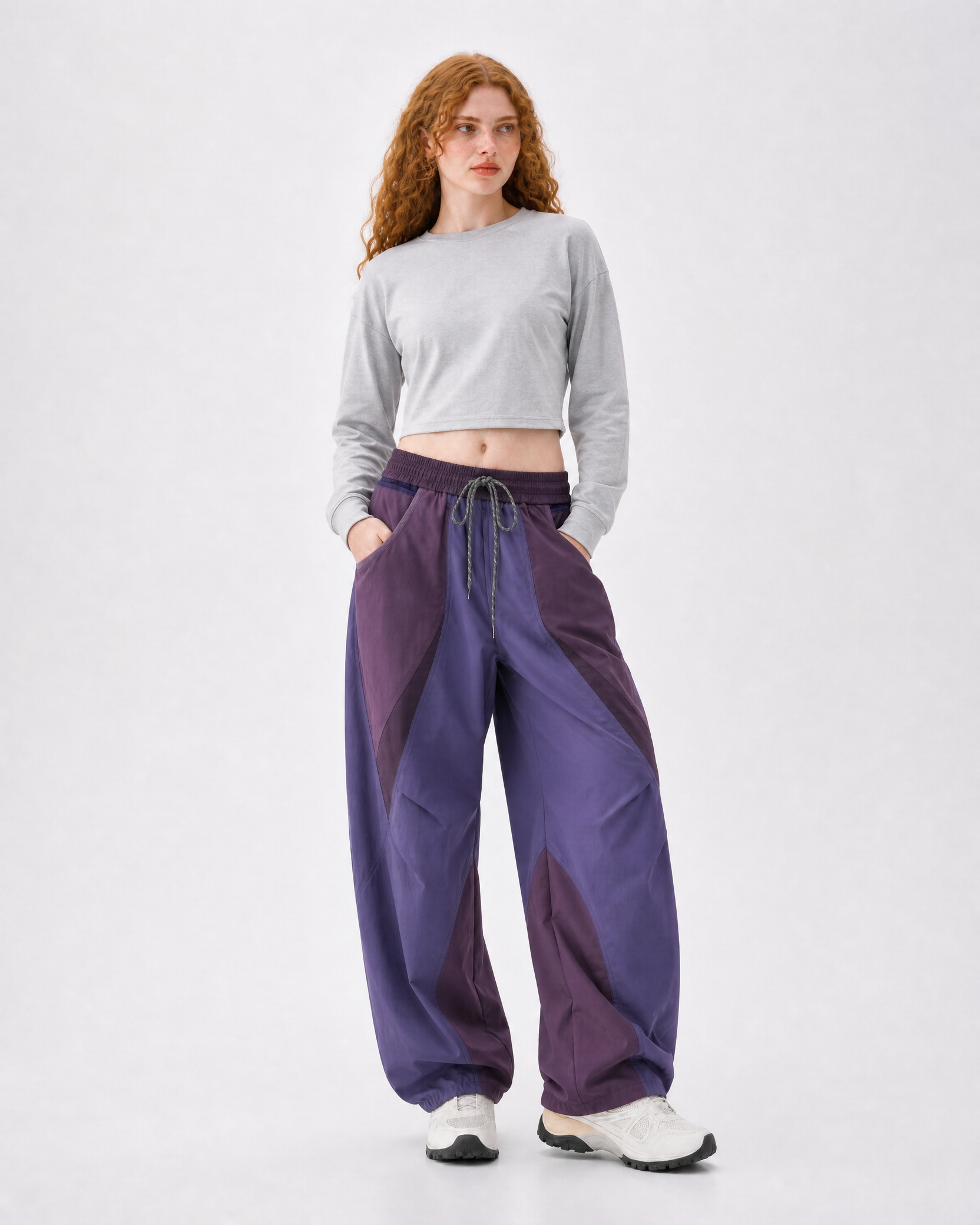 Pact wide-leg techwear cargo trousers — Purple # Colour_Purple