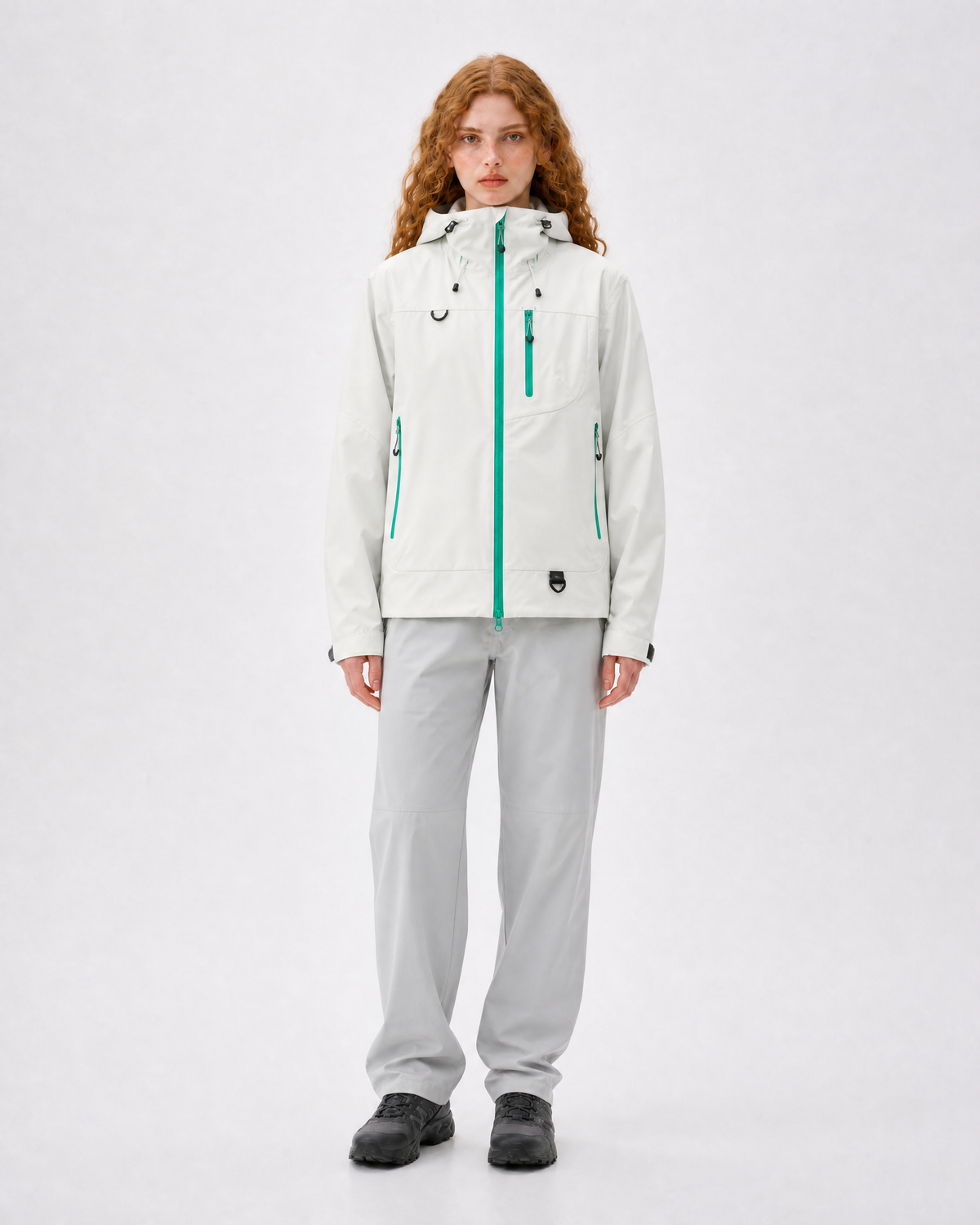 Pact Unisex Water-Repellent Hooded Windbreaker in Grey, front # Colour_Grey