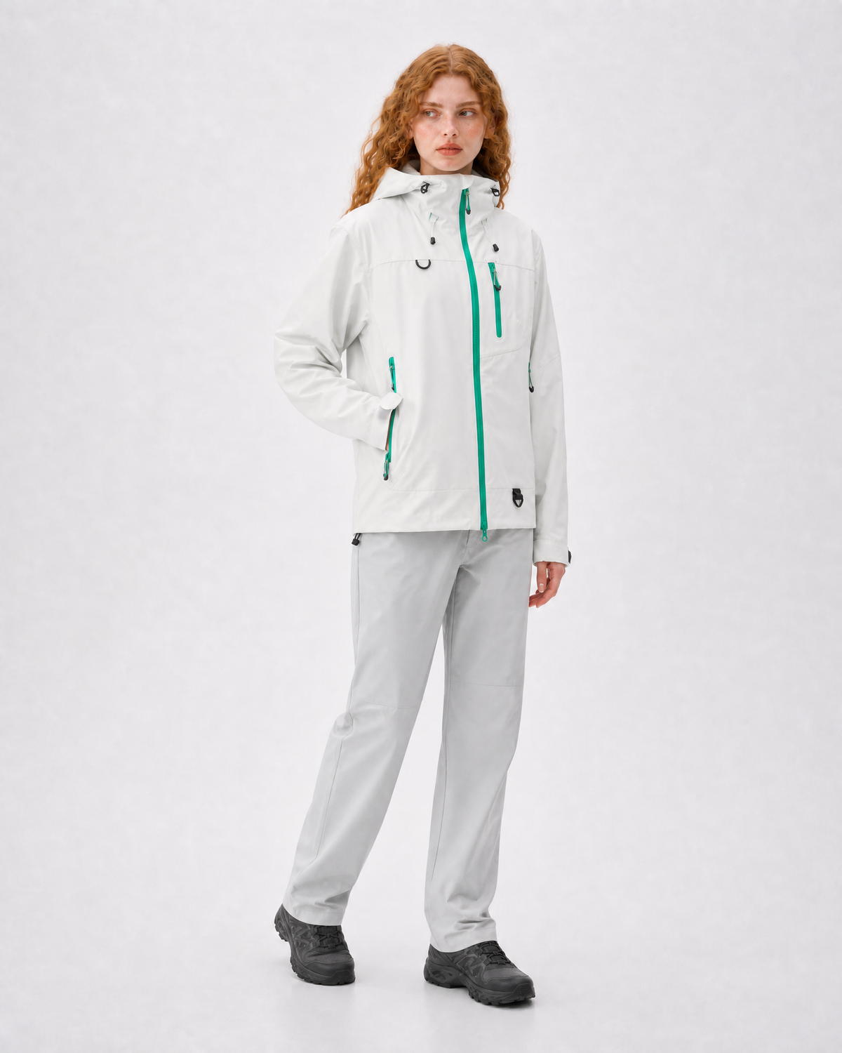 Pact Unisex Water-Repellent Hooded Windbreaker in Grey, three-quarter # Colour_Grey