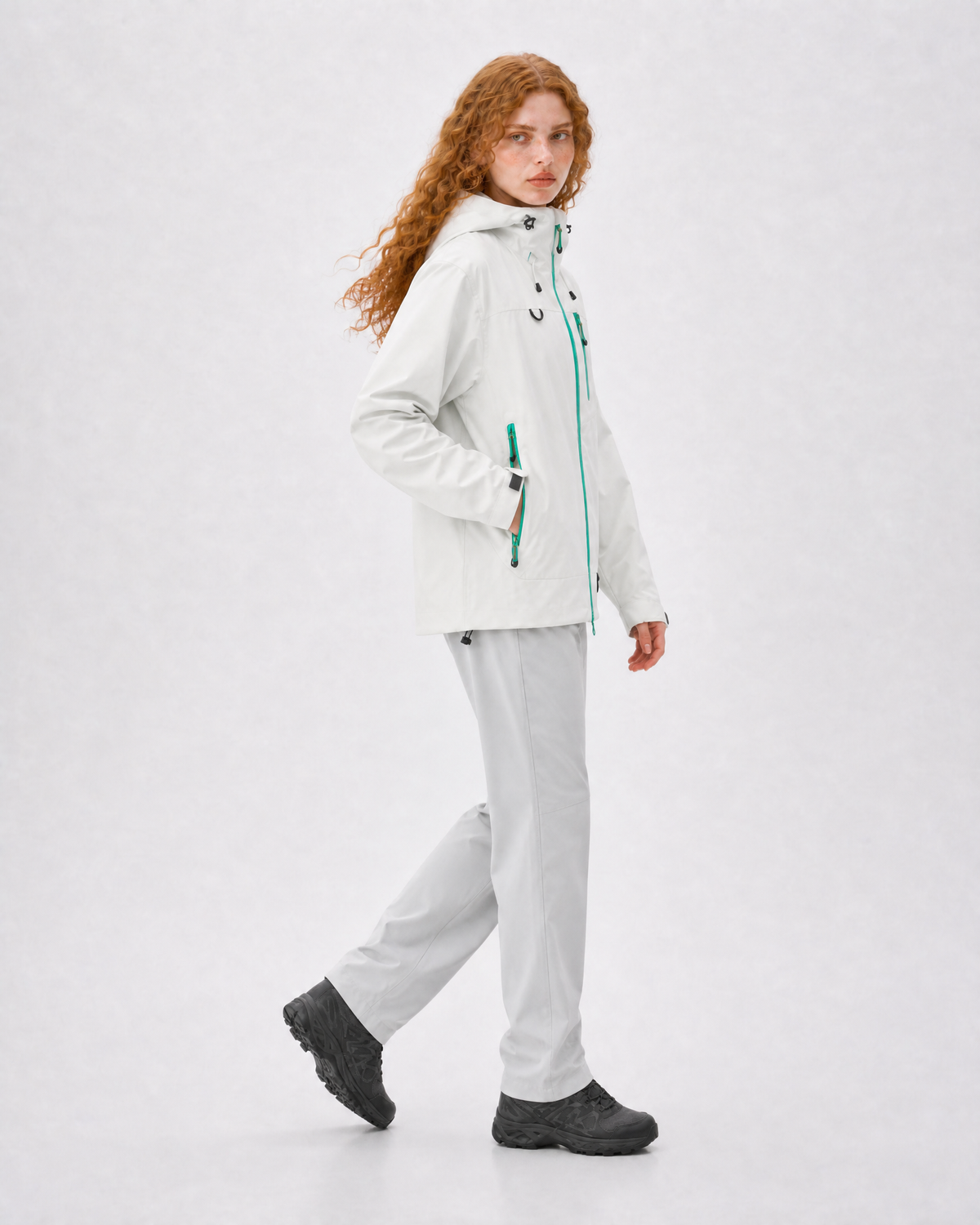 Pact Unisex Water-Repellent Hooded Windbreaker in Grey, turning # Colour_Grey